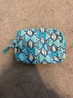Vera Bradley Turquoise & Blue Fish-Scale Quilted Cosmetic Pouch